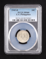 1945-D U.S. Commonwealth of the Philippines 20c - 75% Silver (PCGS MS66) at PristineAuction.com