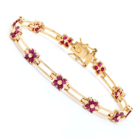 4.25 CTW Natural Ruby 18K Gold Plated Designer Bracelet 7.7 in  | Estimated Retail Value: $1,769 (AMG) at PristineAuction.com