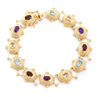 5.75 CTW Natural Multi-Stone 18K Gold Plated Designer Antique Style Bracelet 8.1 in  | Estimated Value $2,089 (AMG) at PristineAuction.com