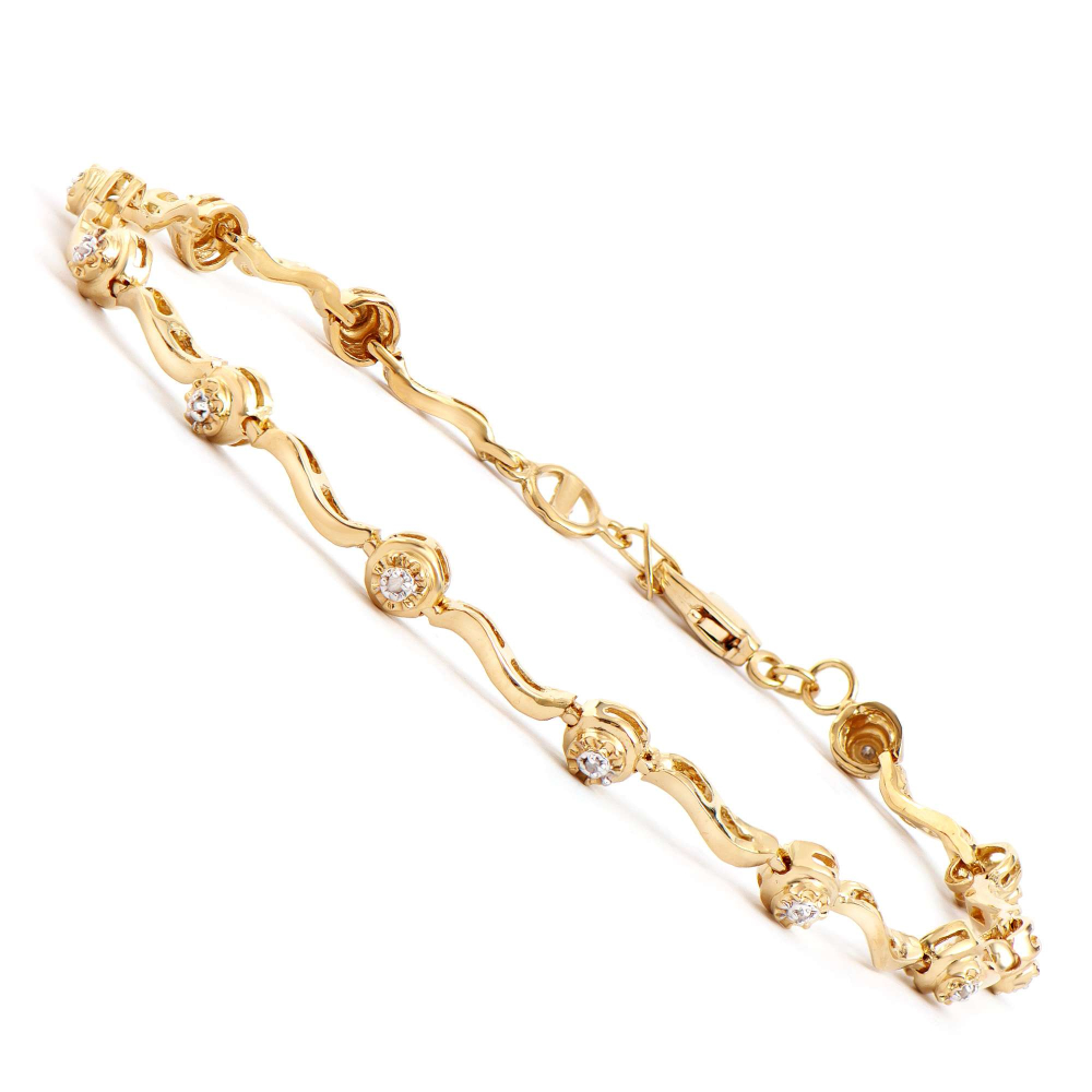 0.11 CTW Natural Diamonds 18K Gold Plated Designer Bracelet 7.6 In | Estimated Retail Value: $1,879 (AMG) at PristineAuction.com