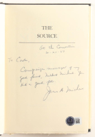 James A. Michener Signed "The Source" Hardcover Book With Extensive Inscription (Beckett) at PristineAuction.com