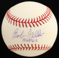 Bob Feller Signed OML Baseball Inscribed "HOF 62" (Beckett) at PristineAuction.com