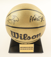 Larry Bird & Magic Johnson Signed NBA Basketball With Display Stand (PSA & Beckett) at PristineAuction.com