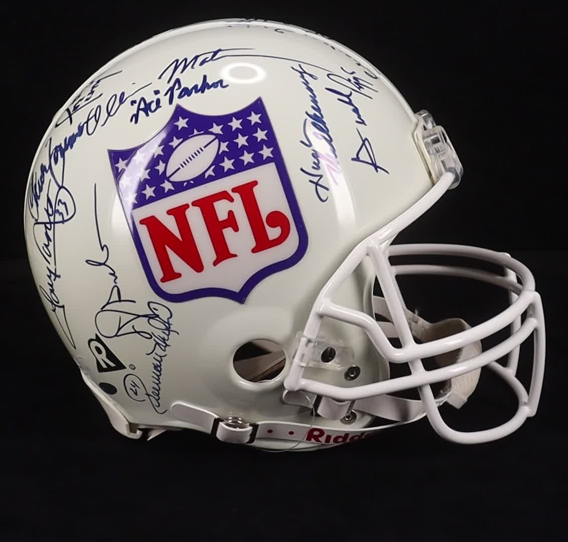 "Running Back Greats" Signed NFL Authentic On-Field Helmet Signed by (28) with Jim Brown, Earl Campbell, Marcus Allen, Tony Dorsett with Display Case (Steiner) at PristineAuction.com