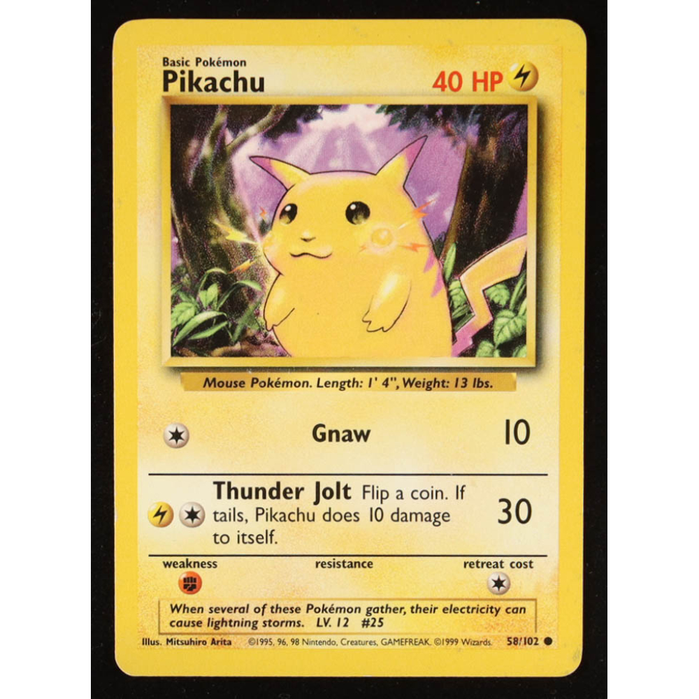 Pikachu COR C 1999 Pokemon Base Unlimited #58 at PristineAuction.com