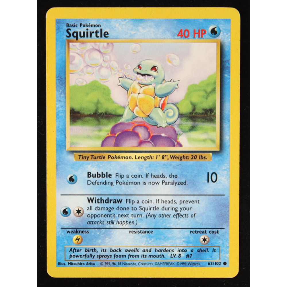 Squirtle C 1999 Pokemon Base Unlimited #63 at PristineAuction.com