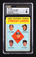Don Drysdale / Sandy Koufax / Bob Gibson / Billy O'Dell / Dick Farrell 1963 Topps #9 NL Strikeout Leaders (CSG 6) at PristineAuction.com