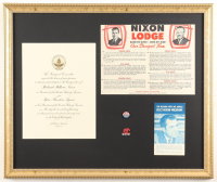 Richard Nixon 1969 Inauguration Custom Framed Photo with Invitation, Campaign Pamphlet & Set of (2) Pins at PristineAuction.com