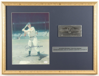 Joe DiMaggio Signed Yankees Custom Framed Photo Display with Pewter Ticket (JSA) at PristineAuction.com