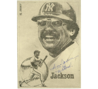 Reggie Jackson Signed Yankees 5x7 Artwork Inscribed "Mr. October" (JSA) at PristineAuction.com
