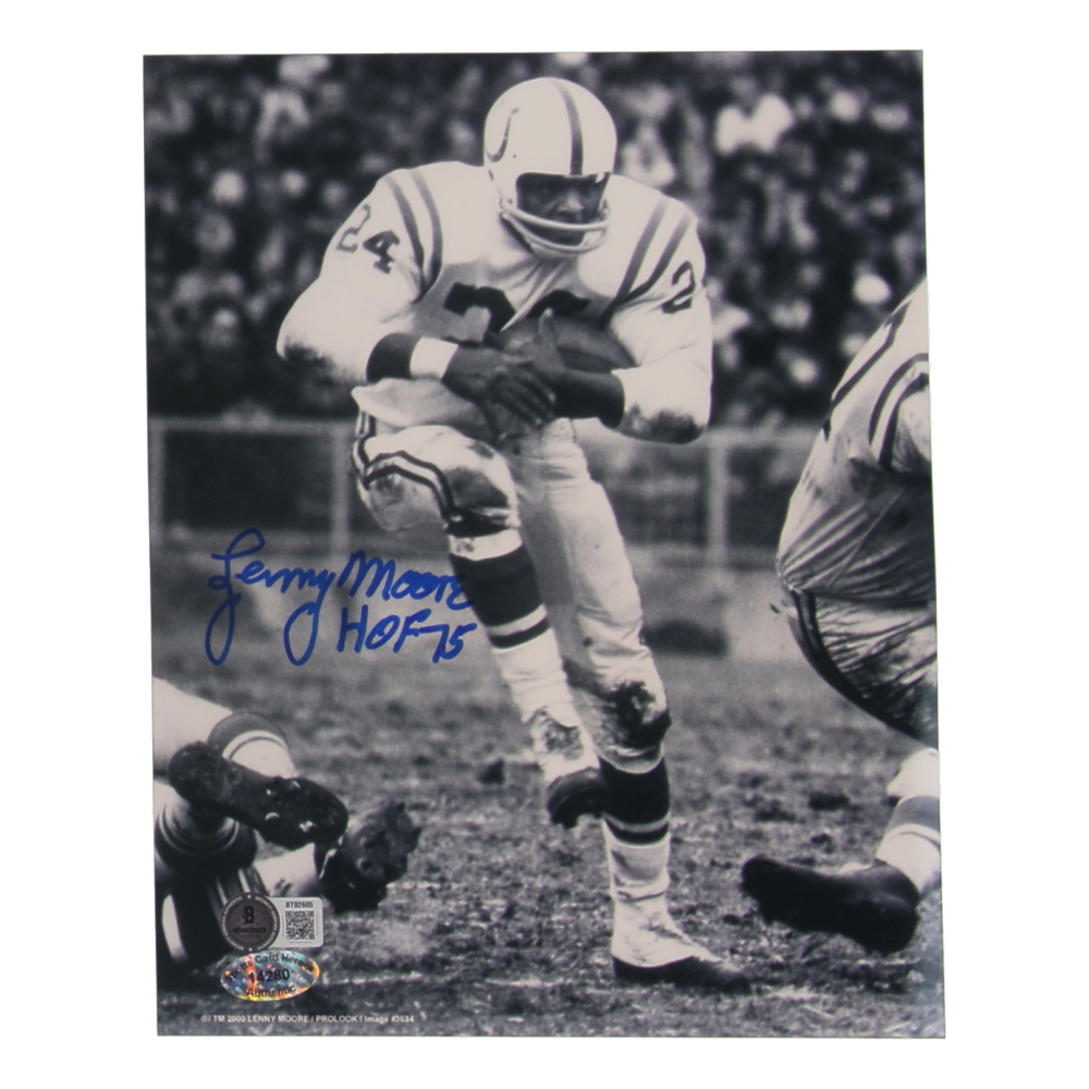 Lenny Moore Signed Colts 8x10 Photo Inscribed "HOF 75" (Beckett) at PristineAuction.com