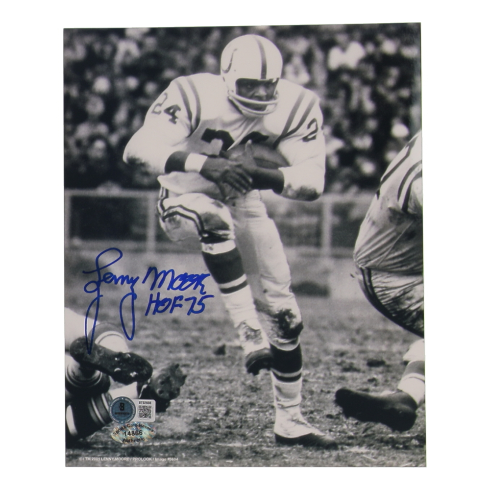Lenny Moore Signed Colts 8x10 Photo Inscribed "HOF 75" (Beckett) at PristineAuction.com