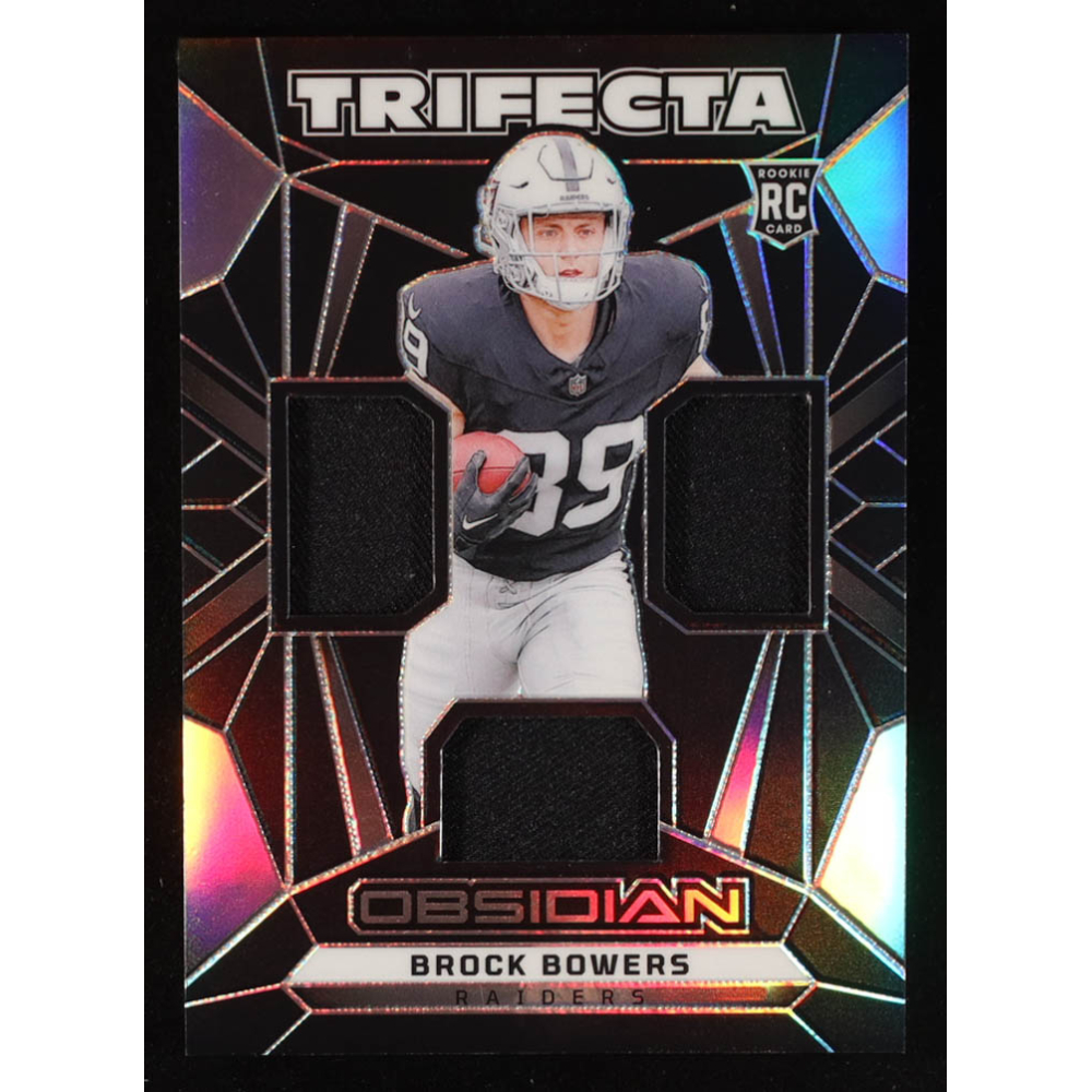 Brock Bowers 2024 Panini Obsidian Trifecta Swatches #4 RC at PristineAuction.com