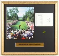 "Tiger Woods On The 18th Tee At The Masters" Custom Framed Photo Display With Official Masters Pin & Score Card at PristineAuction.com