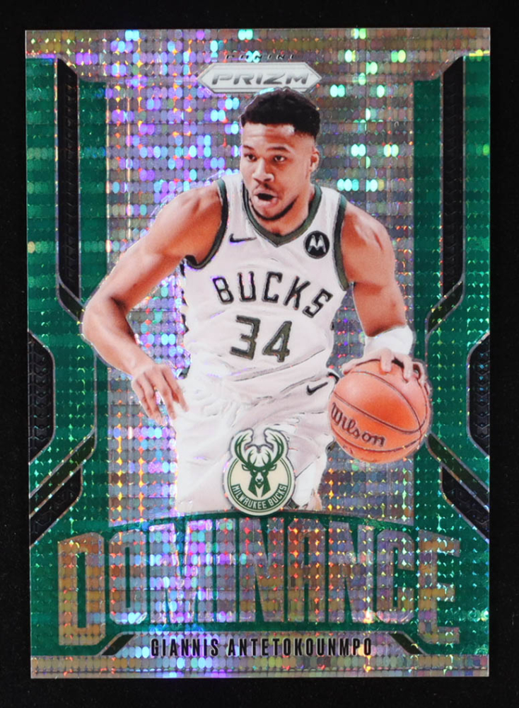 Giannis Antetokounmpo 2024-25 Panini Prizm Dominance Prizms Green Pulsar #4 #10/25