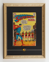 1962 "Superman" Issue #153 Custom Framed Comic Book Display With Superman Metal Logo Pin at PristineAuction.com