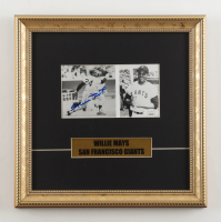 Willie Mays Signed Custom Framed Photo Display with Name Plaque (JSA) at PristineAuction.com