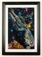 Star Wars "A New Hope" Millennium Falcon Custom Framed Art Print at PristineAuction.com