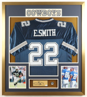 Emmitt Smith Signed Custom Framed Cut Display with Jersey & Pin (PSA) at PristineAuction.com
