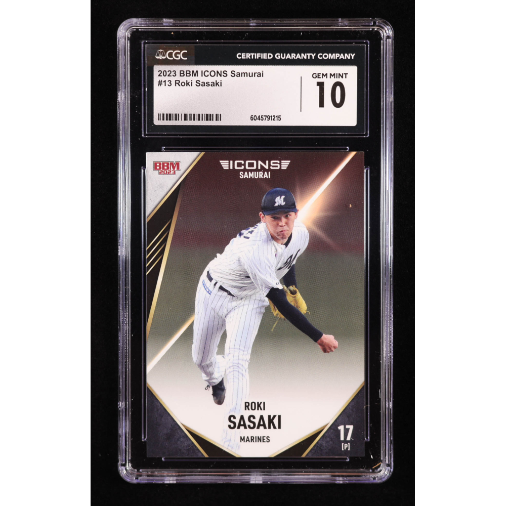 Roki Sasaki 2023 BBM Japan Icons Samurai #13 RC (CGC 10) at PristineAuction.com