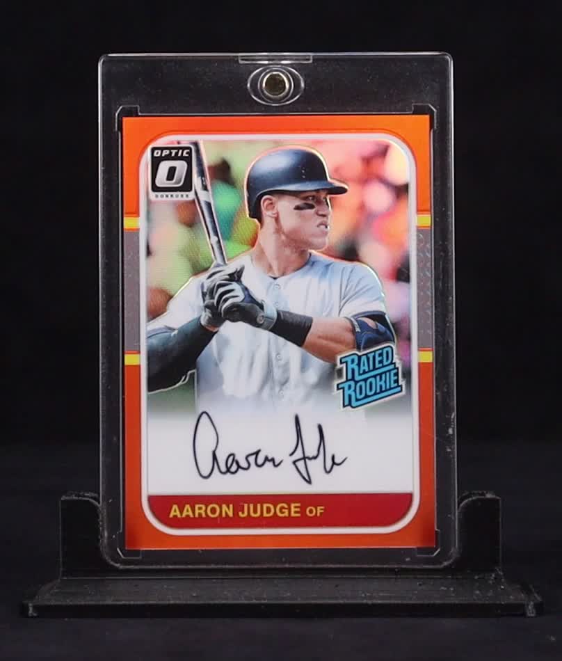 Aaron Judge 2017 Donruss Optic Rated Rookies '87 Retro Signatures Orange #10 RC #3/5 at PristineAuction.com