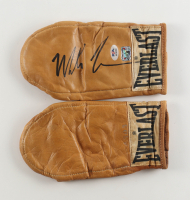 Mike Tyson Signed Set Of (2) Everlast Vintage Tan Sparring Boxing Gloves (Tyson & PSA) at PristineAuction.com