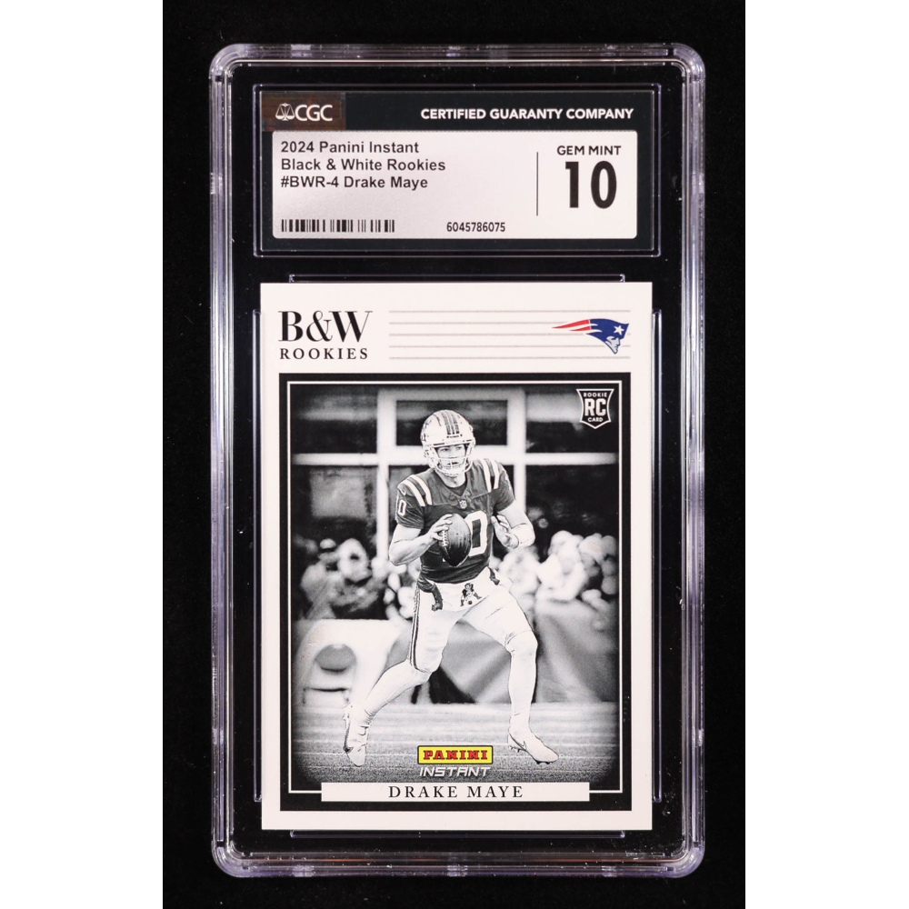 Drake Maye 2024 Panini Instant Black and White Rookies #BWR4 RC (CGC 10) at PristineAuction.com