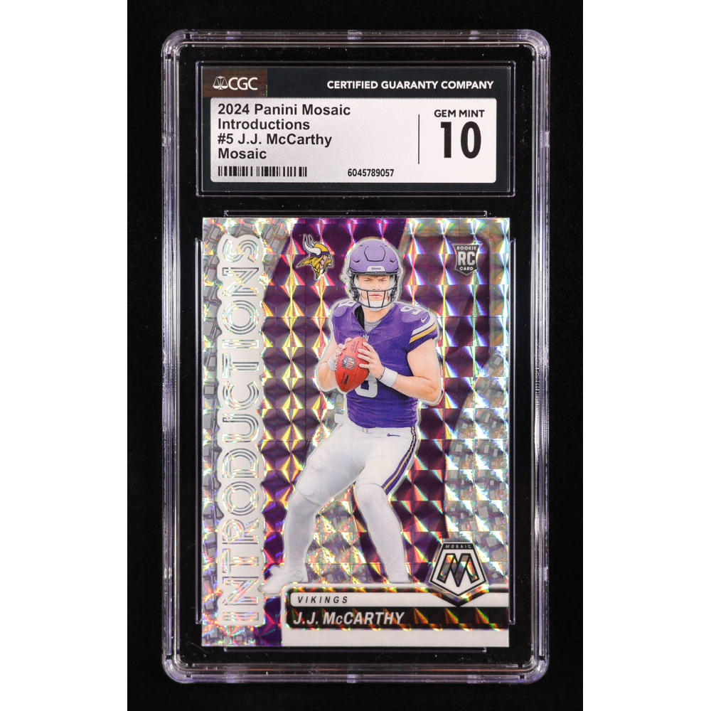 J.J. McCarthy 2024 Panini Mosaic Introductions Mosaic #5 RC (CGC 10) at PristineAuction.com