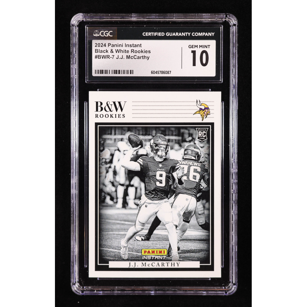 JJ McCarthy 2024 Panini Instant Black and White Rookies #BWR7 RC (CGC 10) at PristineAuction.com