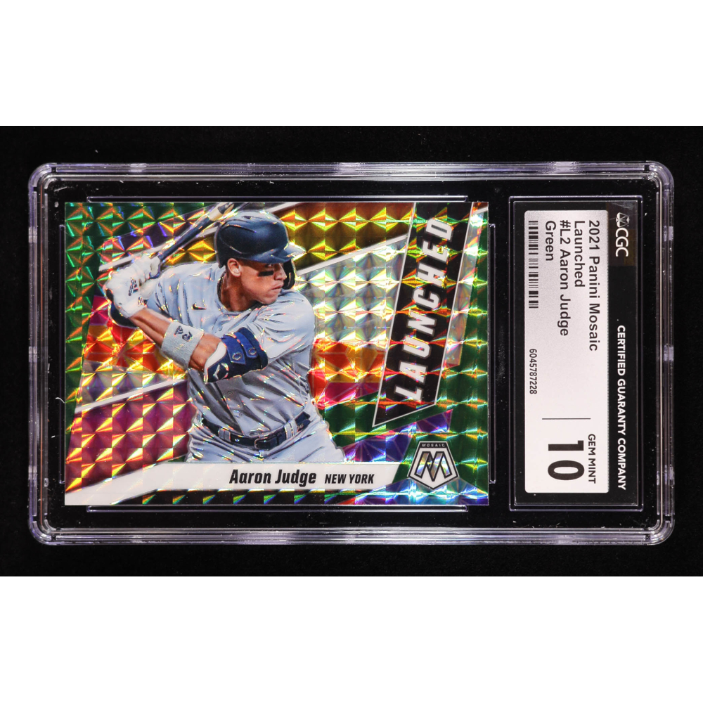 Aaron Judge 2021 Panini Mosaic Launched Mosaic Green #2 (CGC 10) at PristineAuction.com