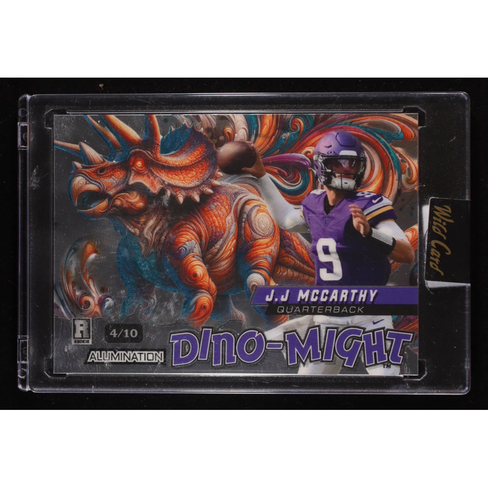 J.J. McCarthy 2024 Wild Card Alumination Dino-Might Triceratops Bronze Mirror #JM #4/10 at PristineAuction.com