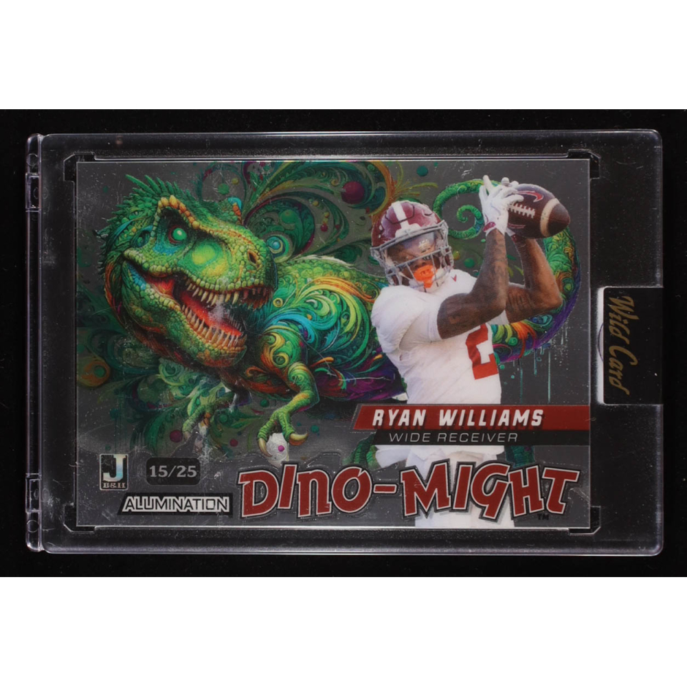 Ryan Williams 2024 Wild Card Alumination Dino-Might T-Rex Green Mirror #RW #15/25 RC at PristineAuction.com