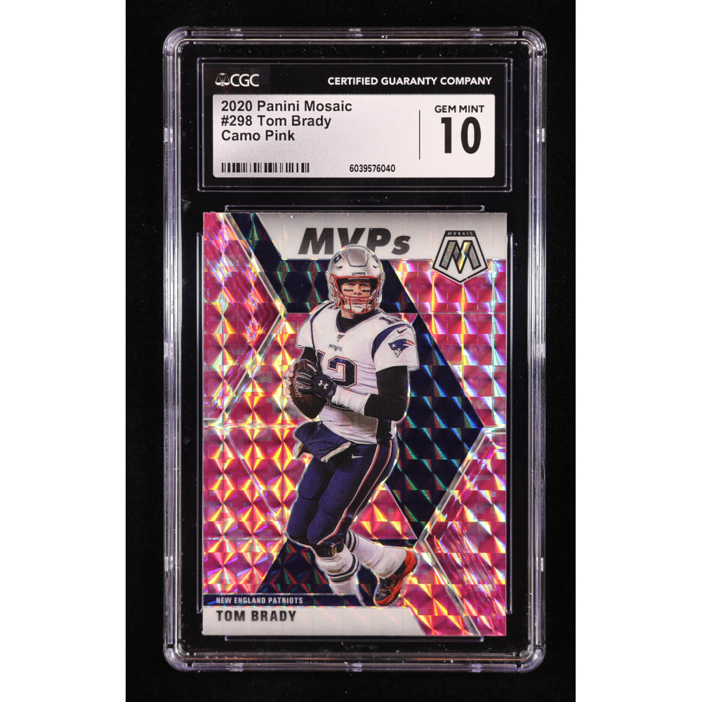 Tom Brady 2020 Panini Mosaic Mosaic Camo Pink #298 MVP (CGC 10) at PristineAuction.com