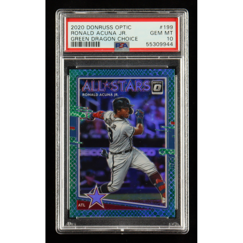 Ronald Acuna Jr. 2020 Donruss Optic Green Dragon #199 AS #63/84 (PSA 10) at PristineAuction.com