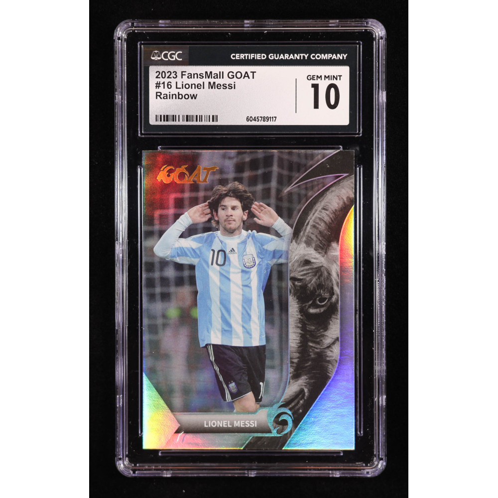 Lionel Messi 2023 FansMall GOAT Rainbow #16 (CGC 10) at PristineAuction.com
