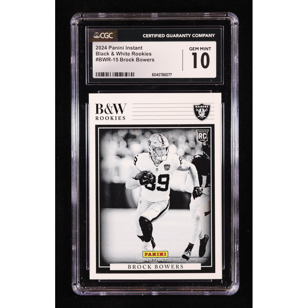 Brock Bowers 2024 Panini Instant Black and White Rookies #BWR15 RC (CGC 10) at PristineAuction.com