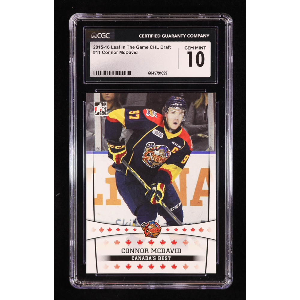 Connor McDavid 2015-16 Leaf In The Game CHL Draft #11 RC (CGC 10) at PristineAuction.com