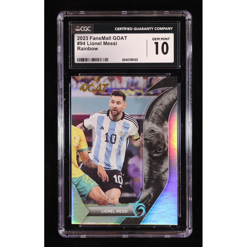 Lionel Messi 2023 FansMall GOAT Rainbow #94 (CGC 10) at PristineAuction.com