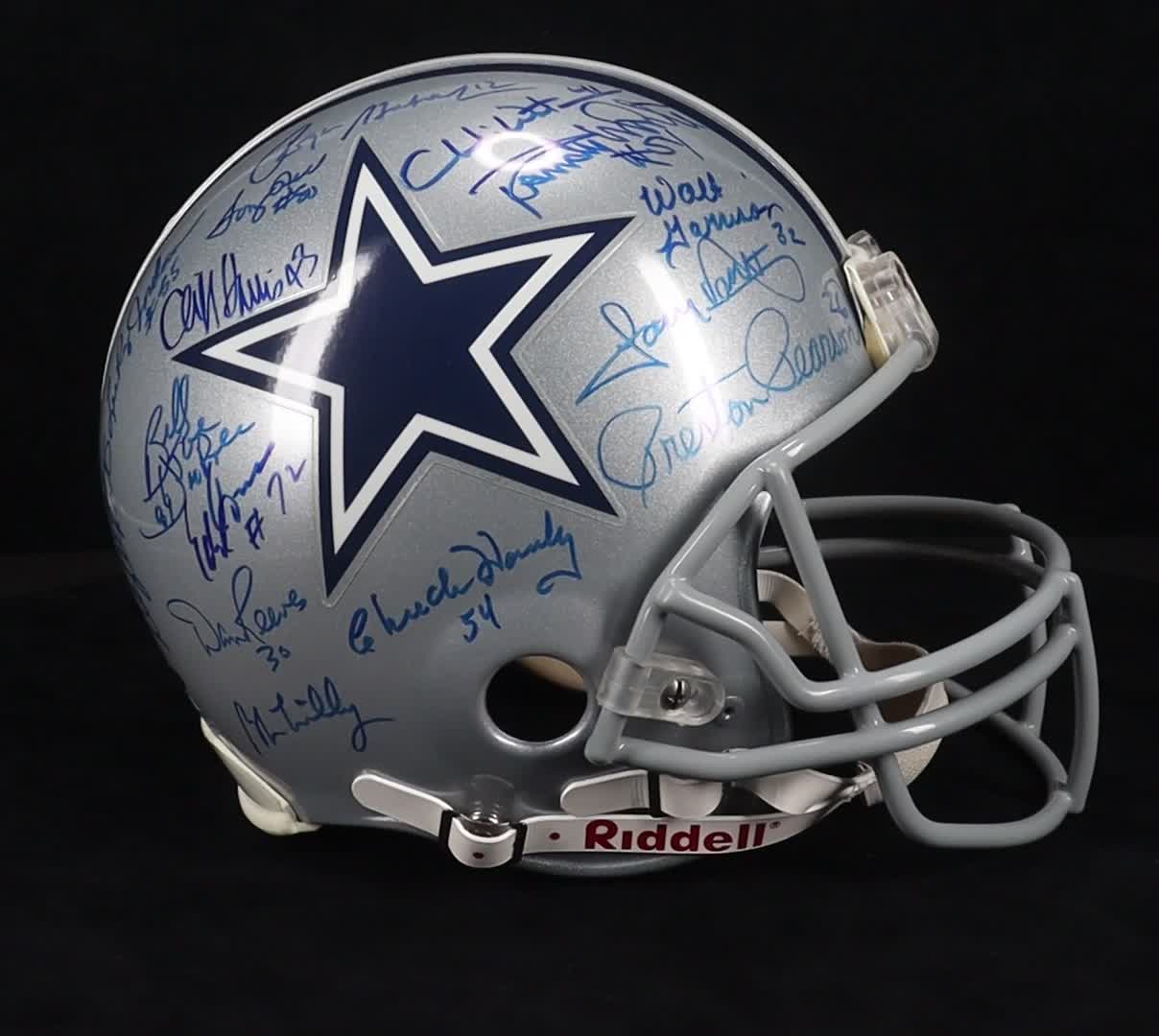 Roger Staubach, Tony Dorsett, Randy White, Drew Pearson | Cowboys Legends Full-Size Authentic On-Field Helmet Signed By (31) (Steiner) at PristineAuction.com