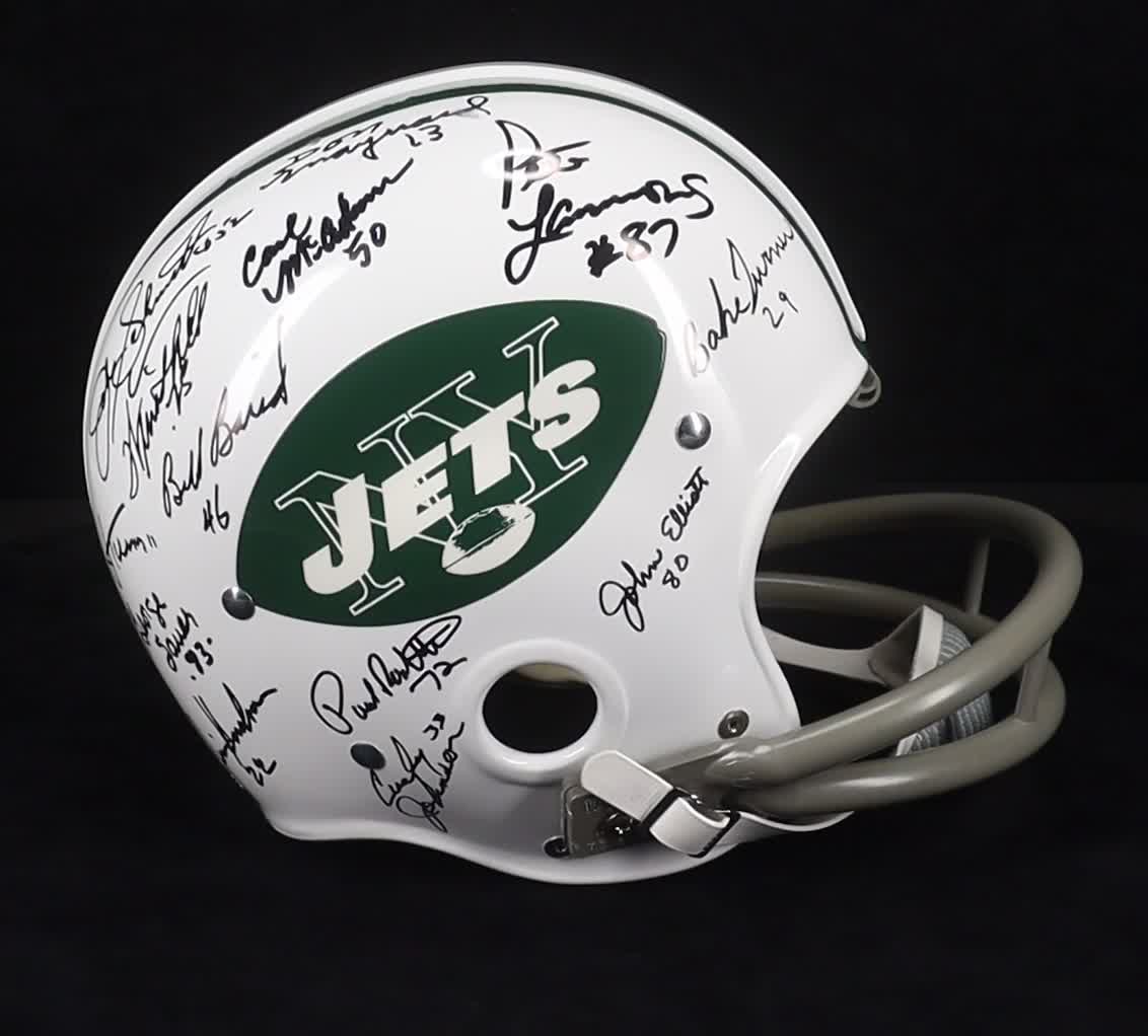 Joe Namath, Don Maynard, Matt Snell, Winston Hill | 1969 Jets Full-Size TK Suspension Helmet Team-Signed By (29) (Steiner) at PristineAuction.com