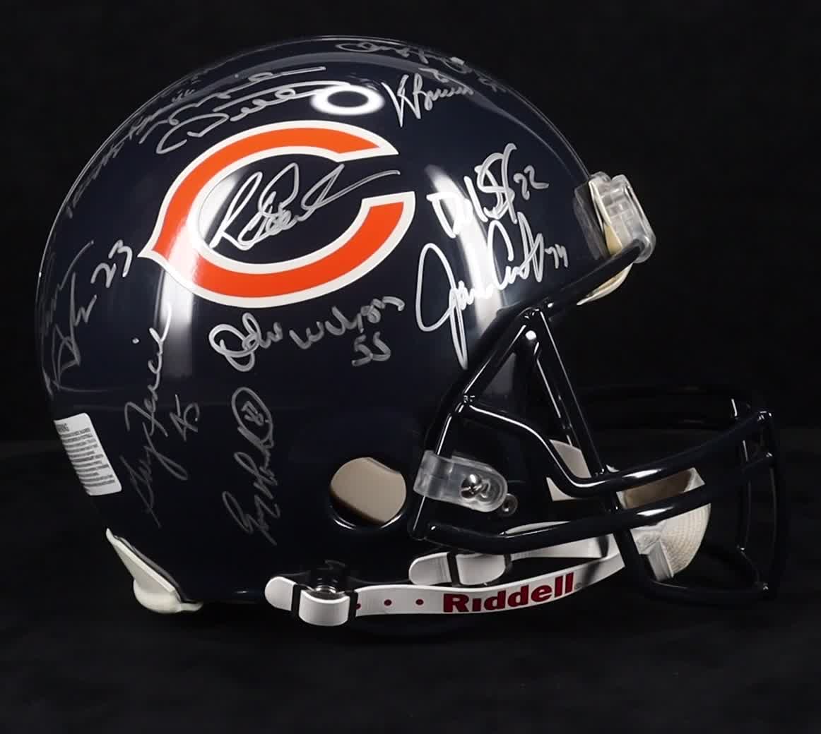 Mike Ditka, Dan Hampton, Mike Singletary, Jim McMahon | 1985 Bears / Super Bowl XX Logo Full-Size Authentic On-Field Helmet Signed By (27) (Mounted Memories) at PristineAuction.com