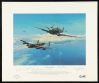 WWII RAF Battle of Britain Multi Signed 'Close Support' Richard Taylor 13.5x16.5 Lithograph (AIV) LE 300 x 3 RAF Pilots at PristineAuction.com