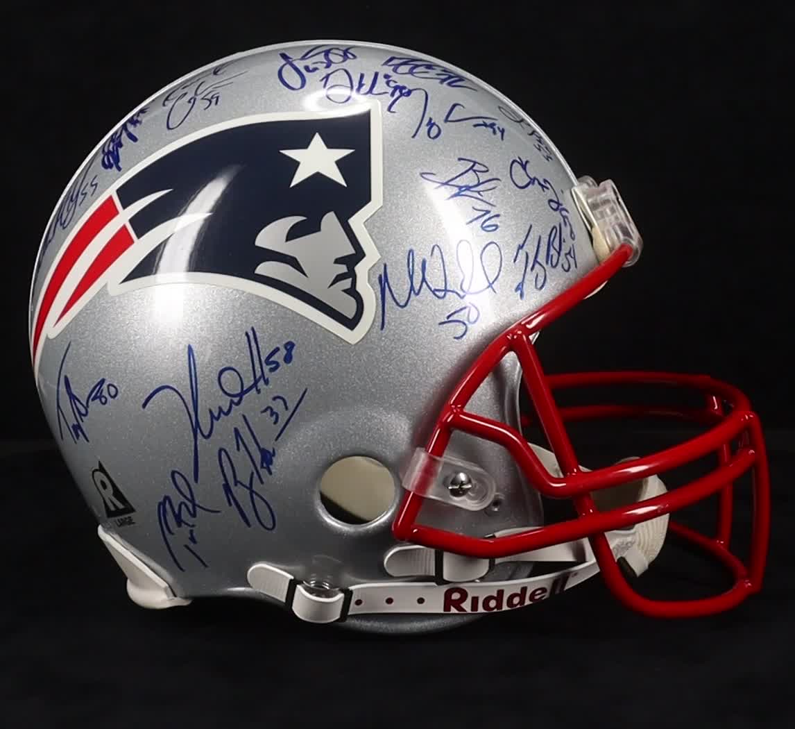 Tom Brady, Deion Branch, Troy Brown, Tedy Bruschi | 2004 Patriots LE Full-Size Authentic On-Field Helmet Team-Signed By (29) #302/350 (Steiner) at PristineAuction.com