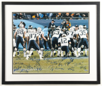 Tom Brady, Tedy Bruschi, Deion Branch, Rodney Harrison | 2004 Patriots Custom Framed Photo Team-Signed By (20) (Steiner) at PristineAuction.com