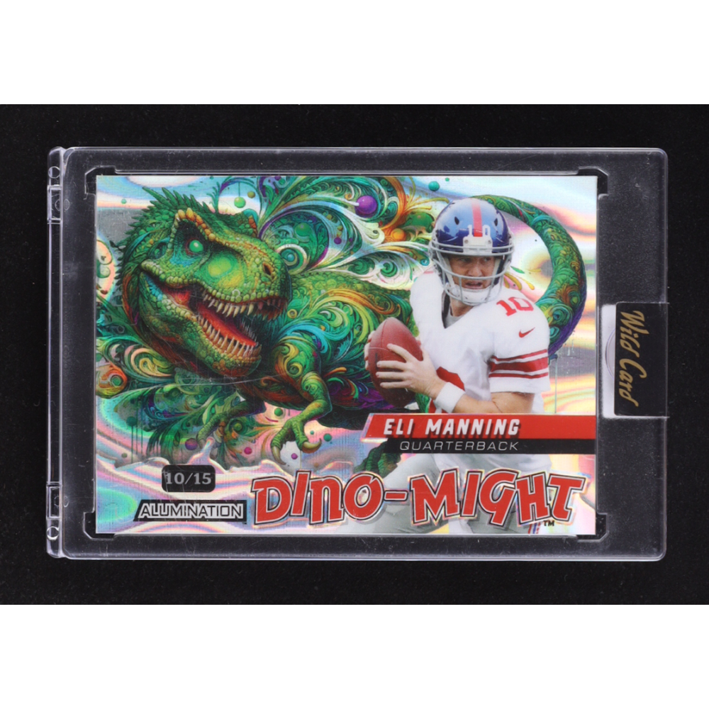 Eli Manning 2024 Wild Card Alumination Dino-Might Tyrannosaurus Rex Silver Lava #DMTRX1-EM #10/15 at PristineAuction.com