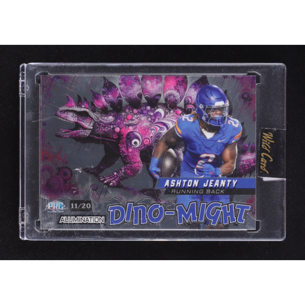 Ashton Jeanty 2024 Wild Card Alumination Dino-Might Stegosaurus Silver #DMSTG1-AJ #11/20 RC at PristineAuction.com