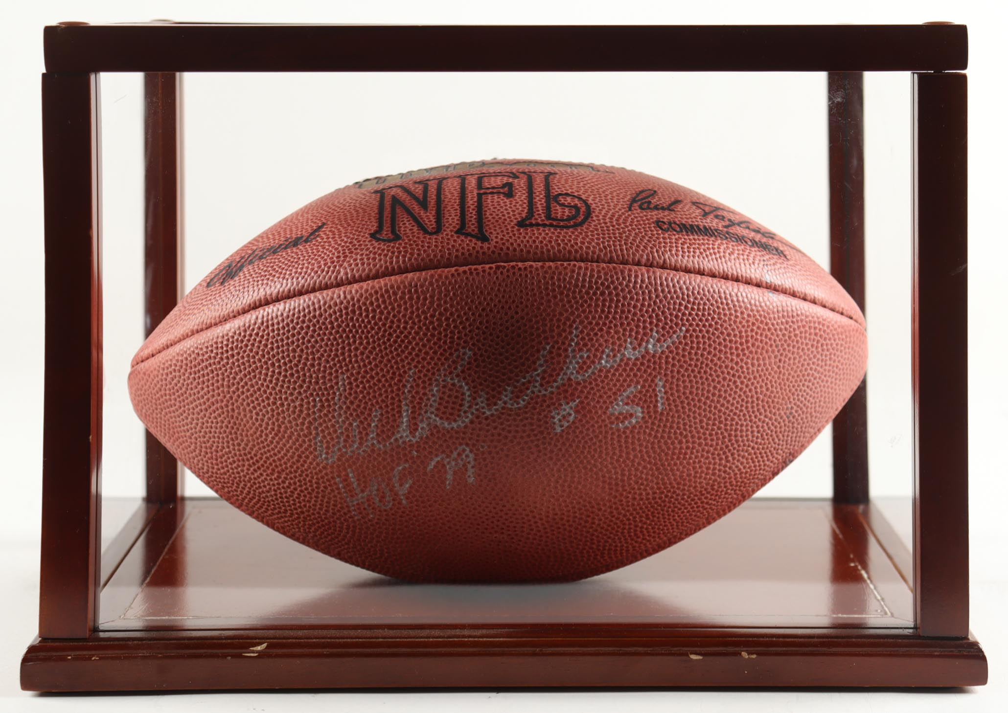 Dick Butkus Signed NFL Football Inscribed "HOF 79" With Display Case (Beckett) at PristineAuction.com Dick Butkus Signed NFL Football Inscribed "HOF 79" With Display Case (Beckett) at PristineAuction.com