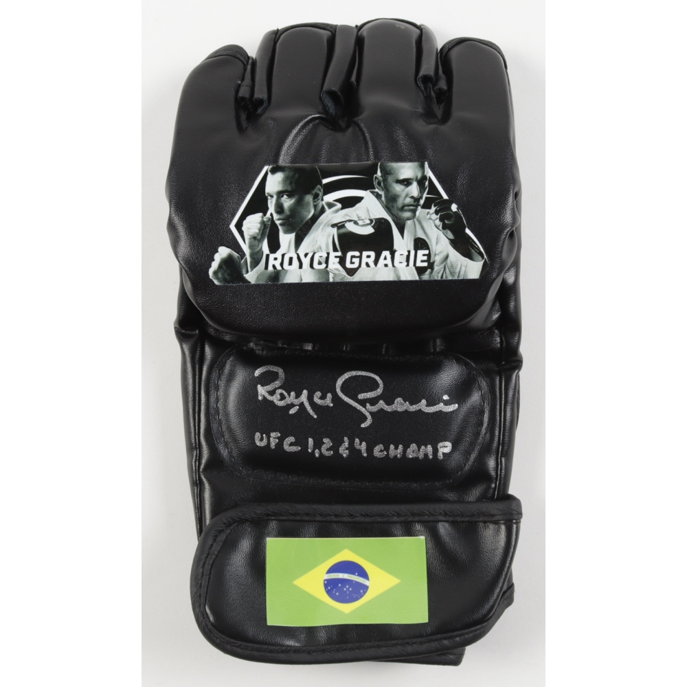 Royce Gracie Signed Custom Brazil MMA Fight Glove Inscribed "UFC 1, 2 & 4 Champ" (Beckett) at PristineAuction.com