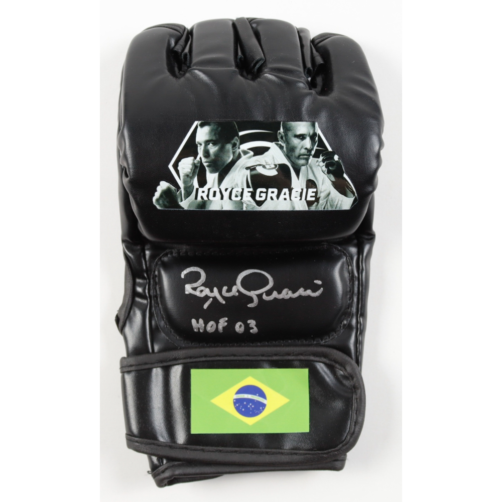Royce Gracie Signed Custom Brazil MMA Fight Glove Inscribed "HOF 03" (Beckett) at PristineAuction.com