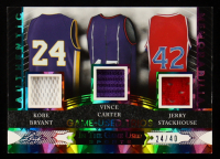 Kobe Bryant / Vince Carter / Jerry Stackhouse 2024 Leaf ITG Used-Sports Game-Used Trios Memorabilia Rainbow Crystal #GUMT4 #24/40 at PristineAuction.com
